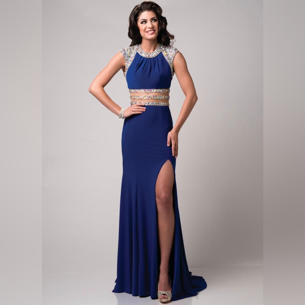 Envious Couture Prom Blue Rhinestones, Crystals, Pageant